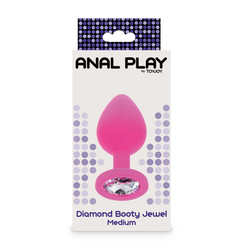 Анальная пробка Toy Joy Diamond Booty Jewel с камнем, розовый, Medium