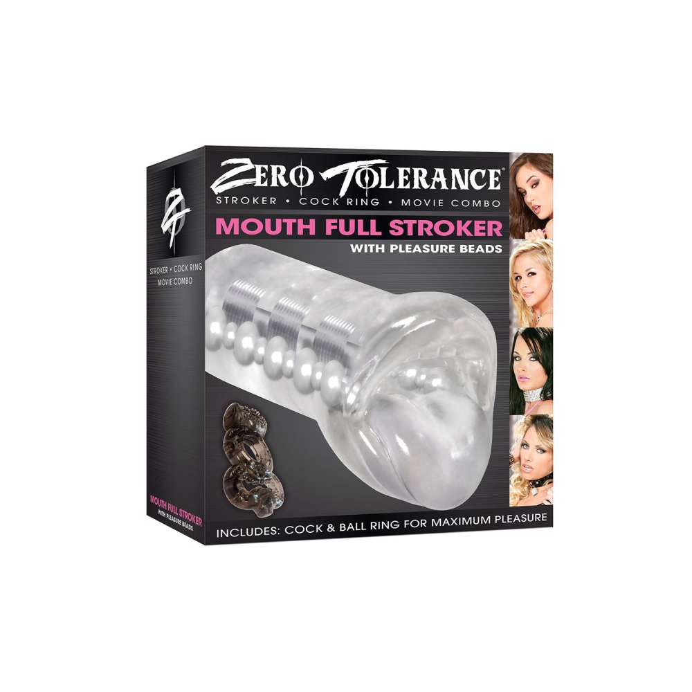 Мастурбатор реалистичный Рот с язычком Zero Tolerance Mouth Full, прозрачный