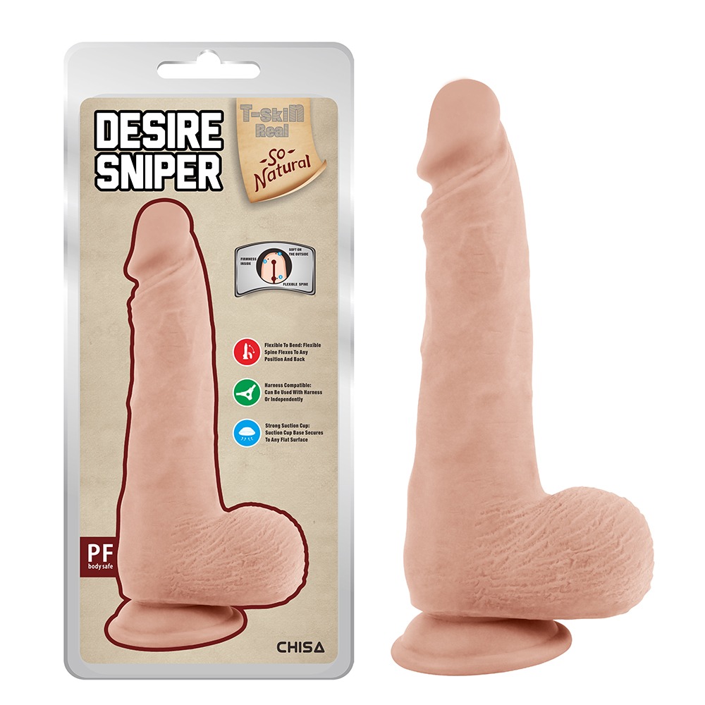 Фаллоимитатор реалистичный с мошонкой Chisa T-skin ReaL Desire Sniper на присоске, телесный