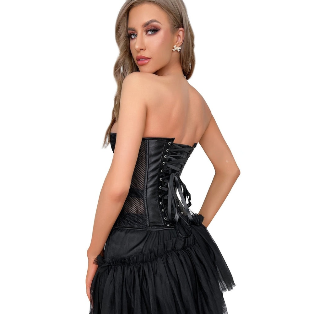 Корсет из сетки Star Night с крючками и шнуровкой, черный, XL (без коробки)