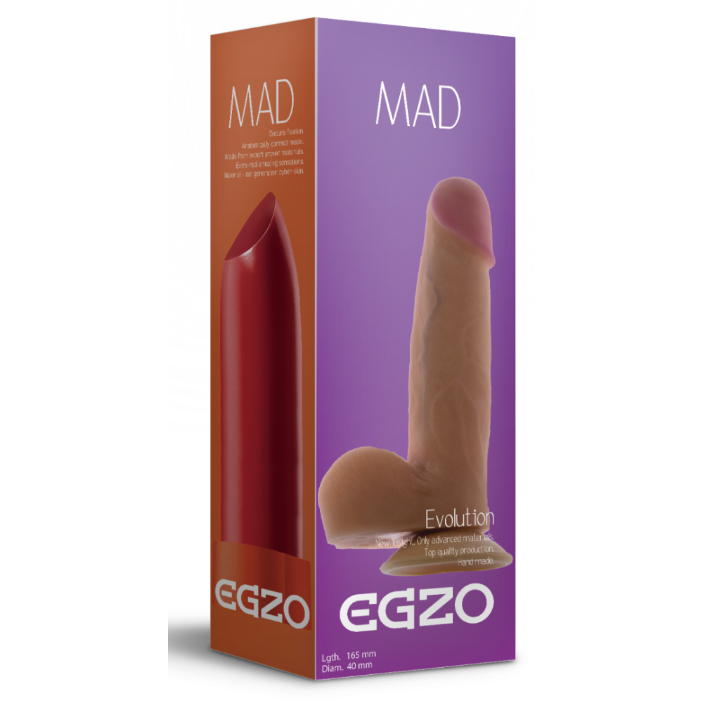 Фаллоимитатор реалистичный с мошонкой EGZO MAD Ciberskin Pushy Lover на присоске