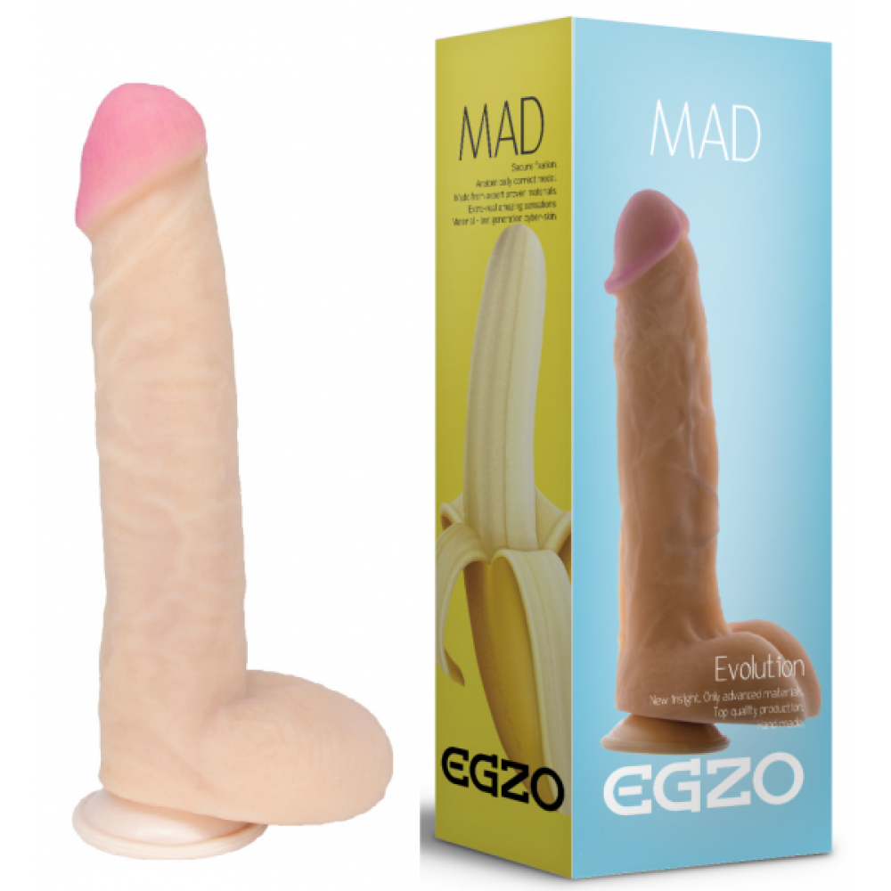 Фаллоимитатор реалистичный с мошонкой EGZO MAD Ciberskin Ardent Lover на присоске