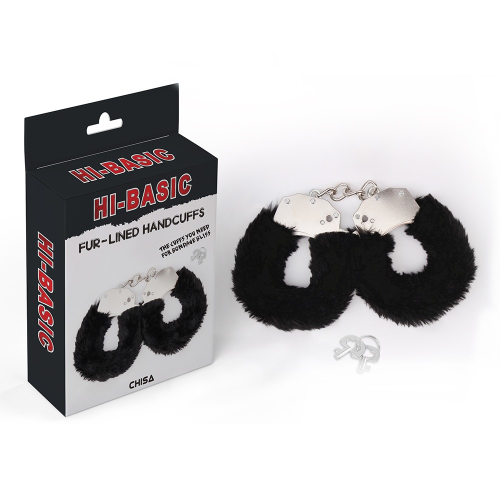 Наручники металлические Chisa Hi-Basic Fur-lined Handcuffs с черным мехом