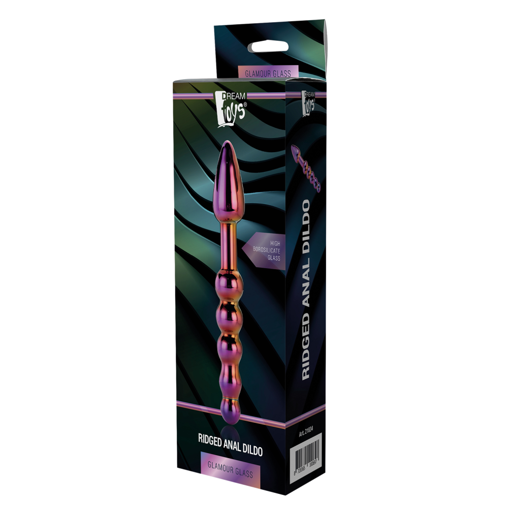 Стеклянный анальный стимулятор Dream Toys GLAMOUR GLASS RIDGED ANAL DILDO