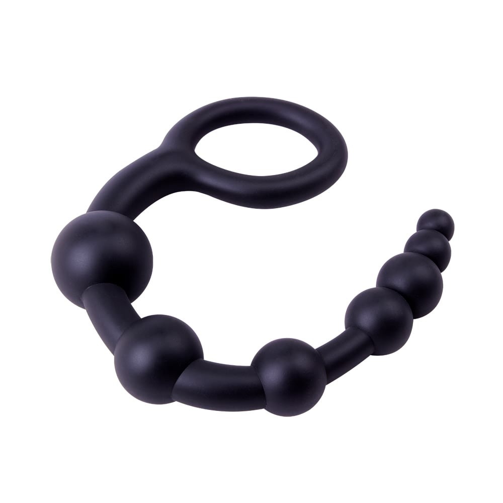 Анальная цепочка Chisa Black Mont 9.4 со звеньями разных диаметров, черная