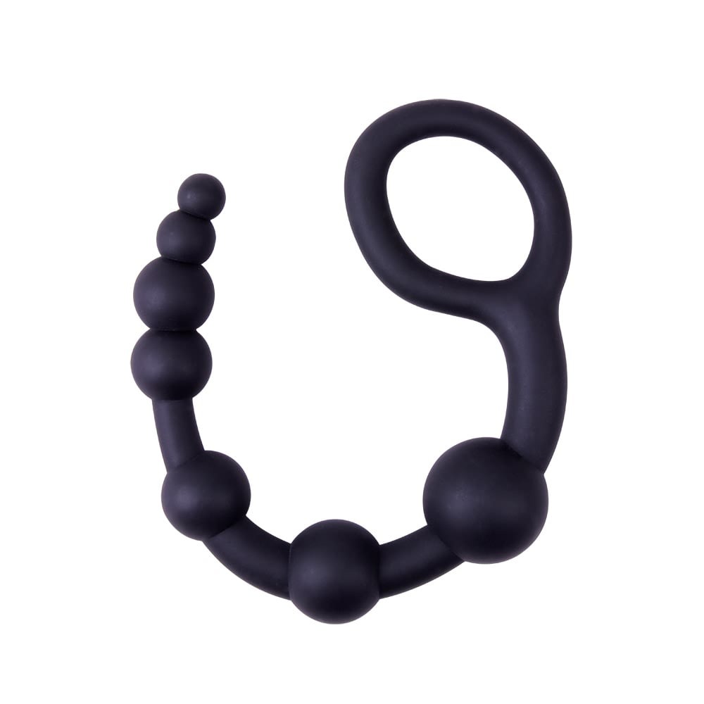 Анальная цепочка Chisa Black Mont 9.4 со звеньями разных диаметров, черная