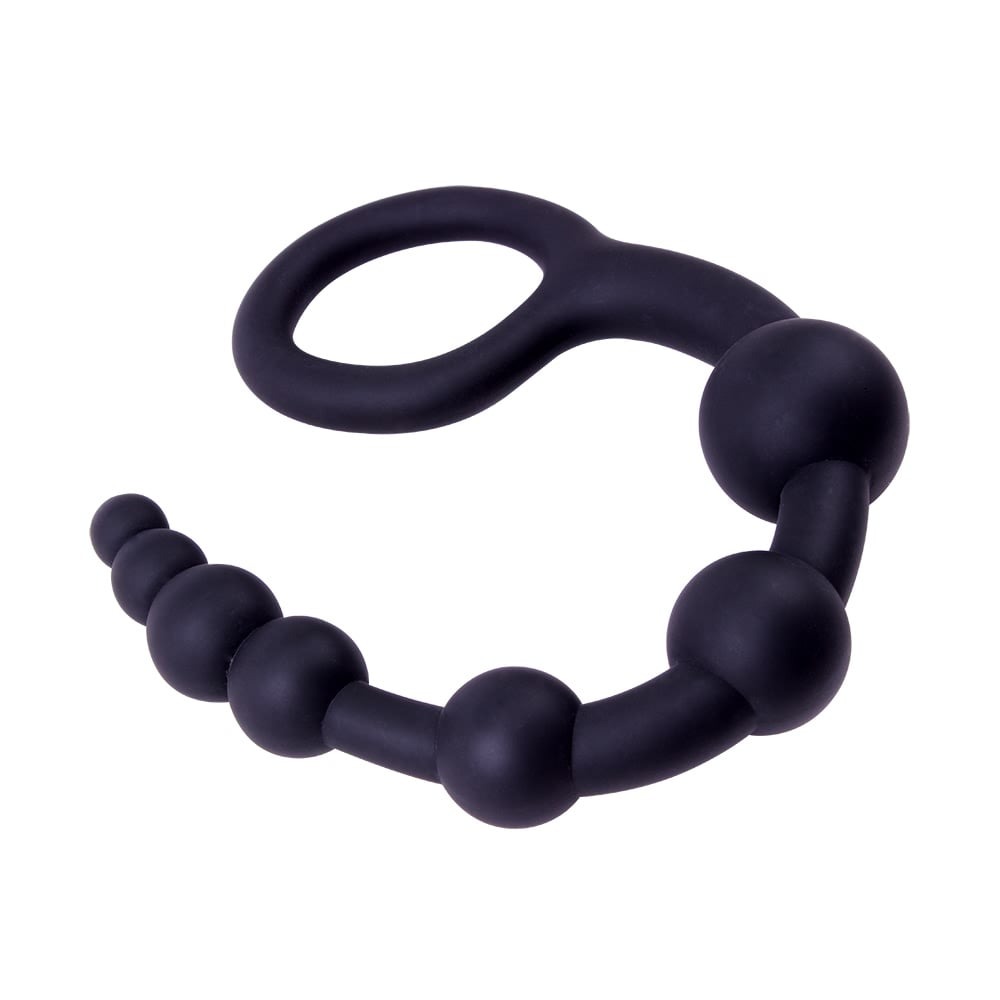 Анальная цепочка Chisa Black Mont 9.4 со звеньями разных диаметров, черная