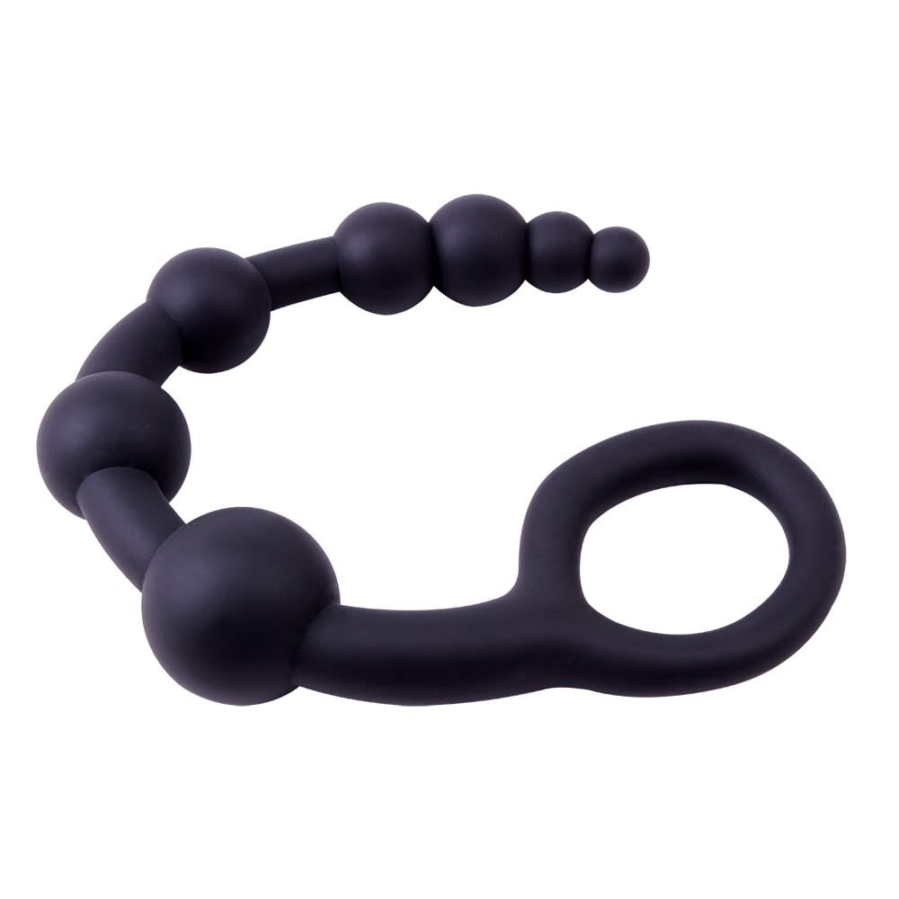 Анальная цепочка Chisa Black Mont 9.4 со звеньями разных диаметров, черная