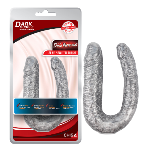 Фаллоимитатор двойной (двухсторонний) Chisa Dark Muscle Dixie Normous, серебристый