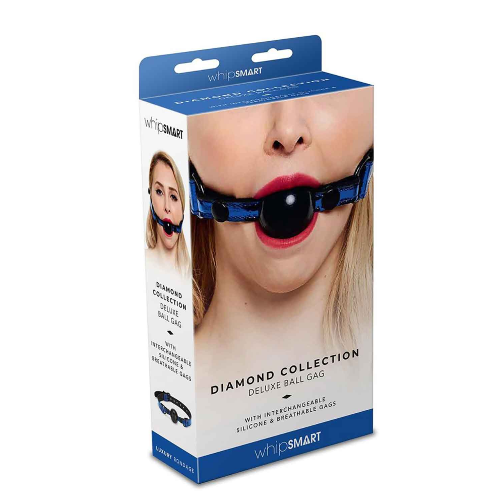 Кляп с двумя сменными шариками Whipsmart Diamond Collection, синий