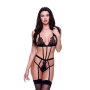Боди Baci Lingerie, S/M, кружевное, с держателями для чулок, черное