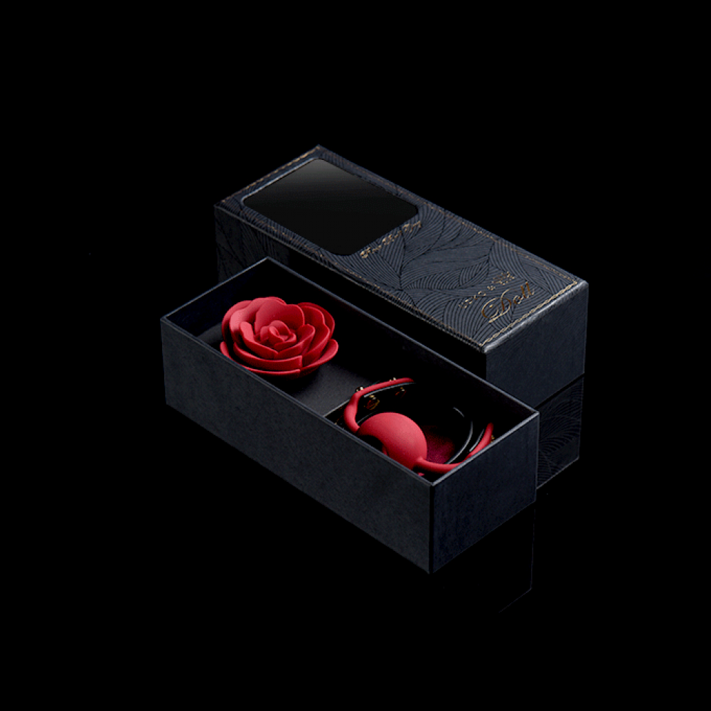 Кляп роза из силикона и итальянской кожи Rose Ball Gag UPKO
