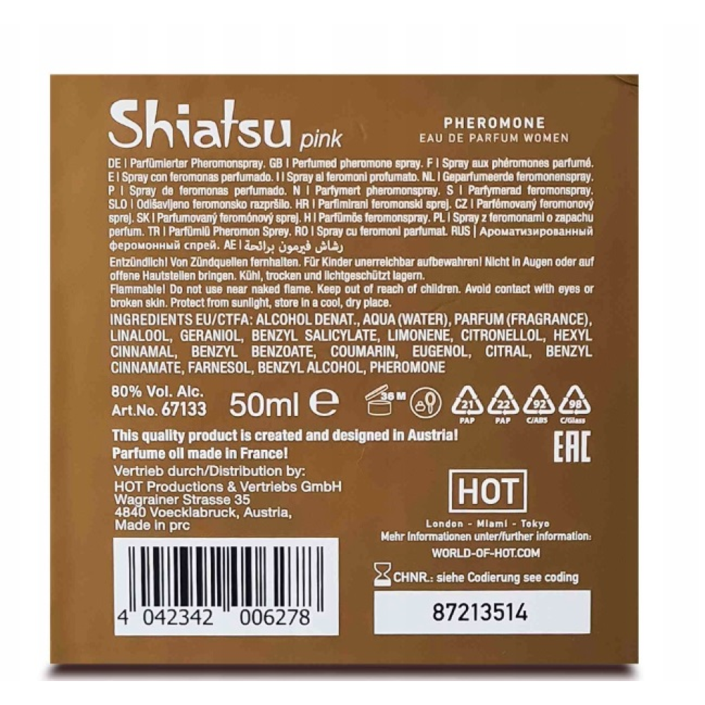 Духи с феромонами женские SHIATSU Pheromone Fragrance women pink 50 ml