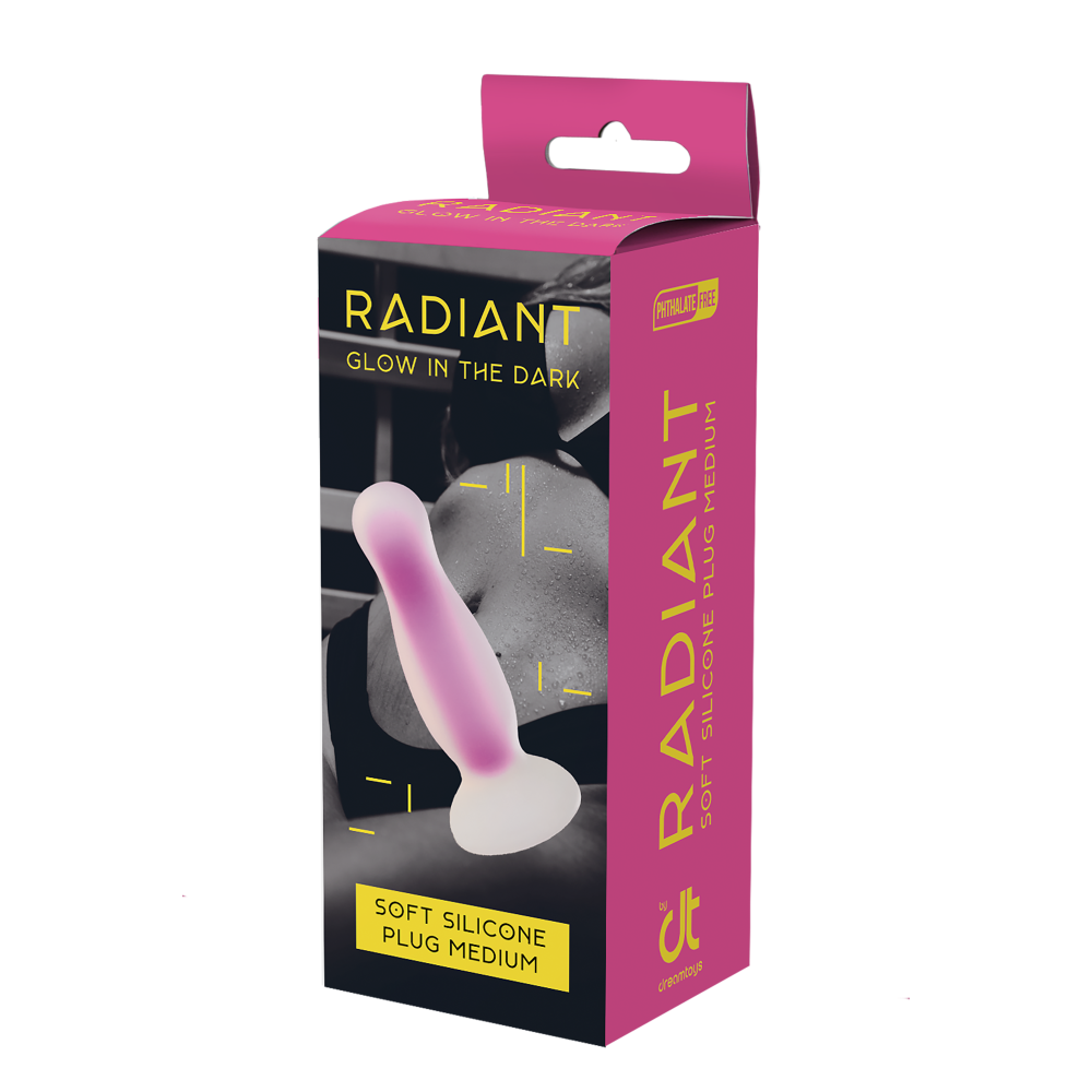 Светящаяся анальная пробка Dream Toys RADIANT SOFT SILICONE GLOW IN THE DARK PLUG MEDIUM PURPLE