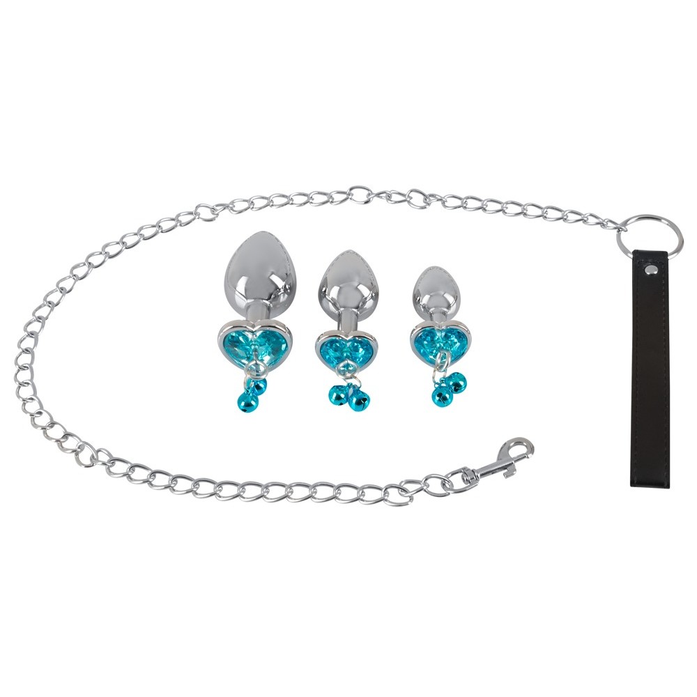 Анальные пробки с поводком You2Toys Butt Plug Set, серебристые