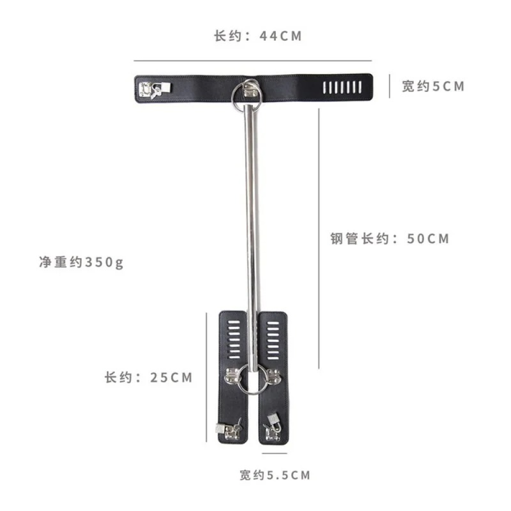Бондаж для шеи и запястья Ds Fetish Metal bondage spreader bar with restraints black