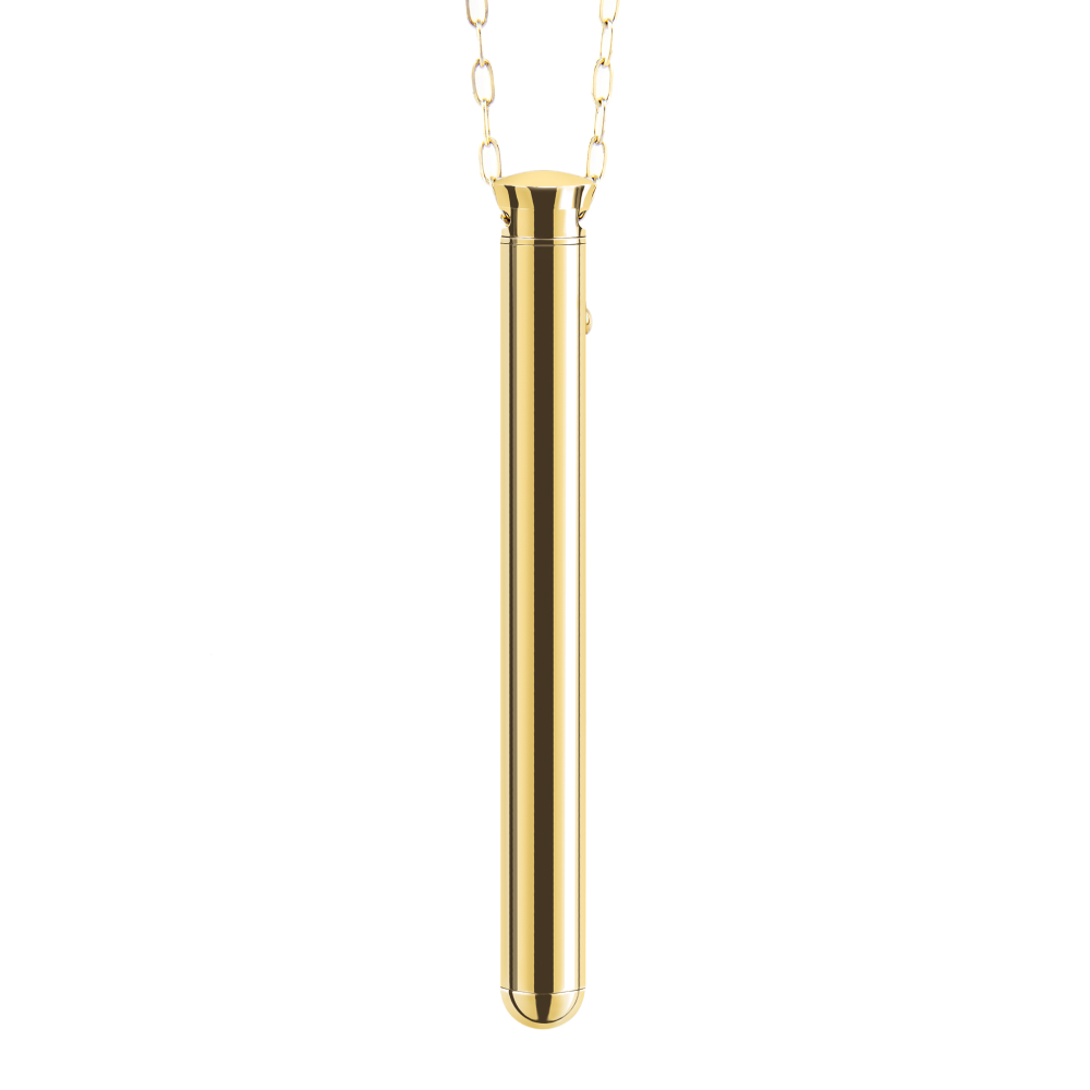 Вибропуля на цепочке Le Wand NECKLACE VIBE, металлическая, золотая