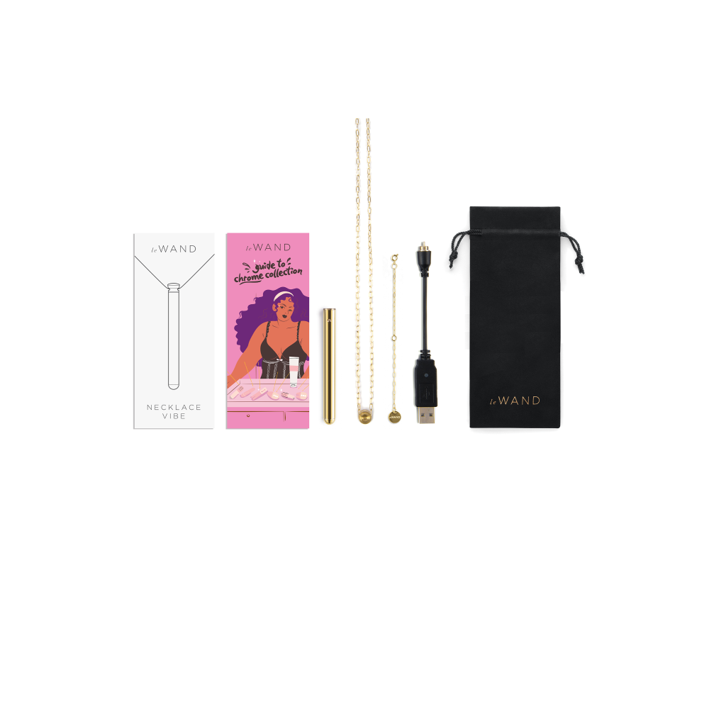 Вибропуля на цепочке Le Wand NECKLACE VIBE, металлическая, золотая