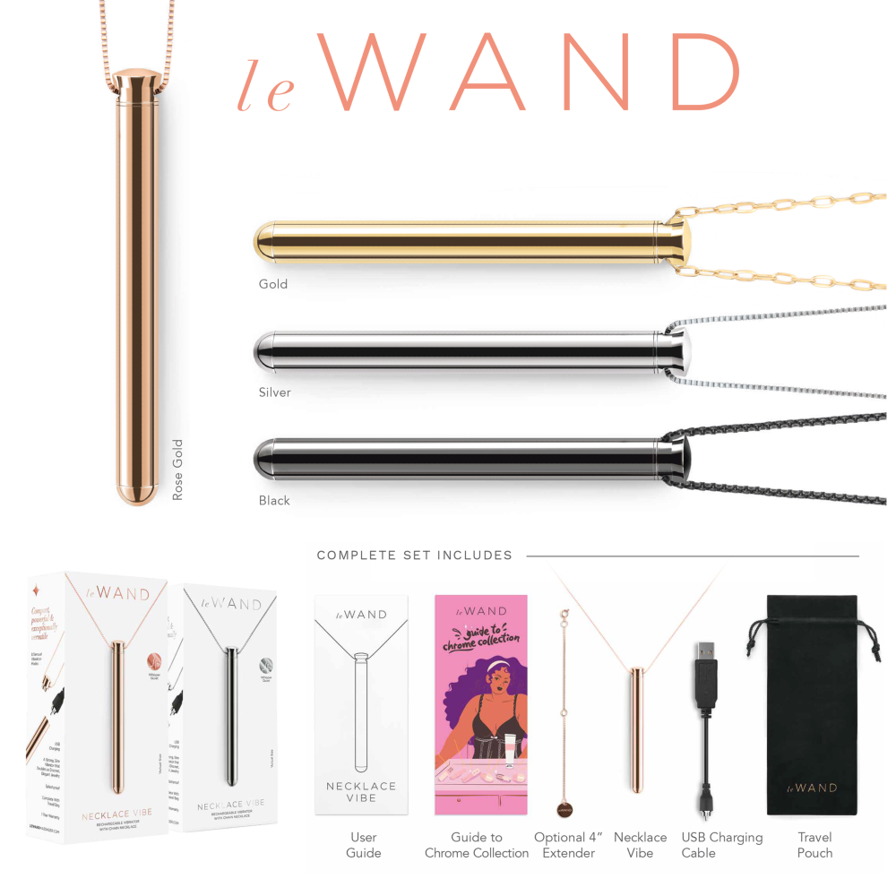 Вибропуля на цепочке Le Wand NECKLACE VIBE, металлическая, золотая