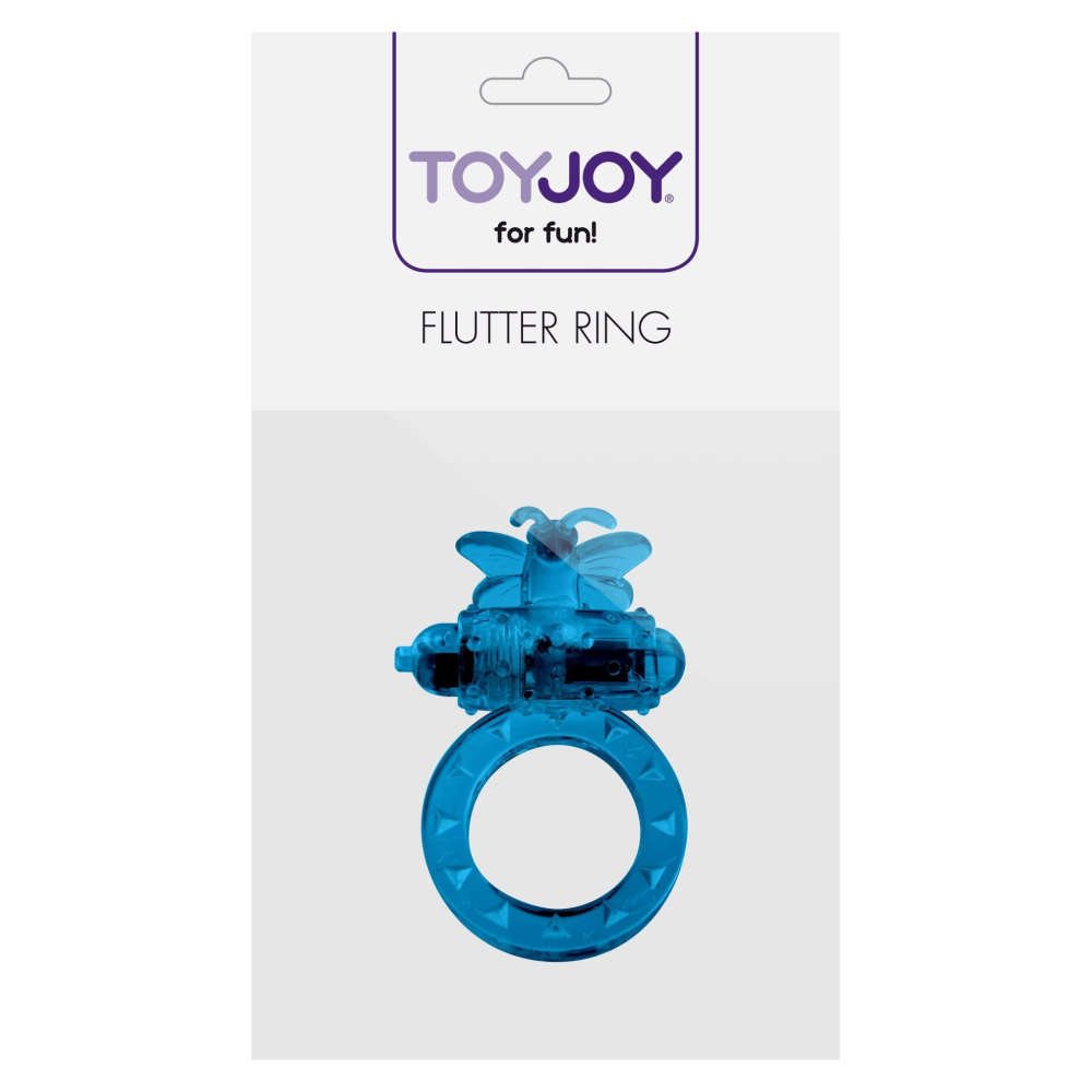 Эрекционное кольцо с бабочкой Toy Joy, с вибропулей, синее, 4.5 см