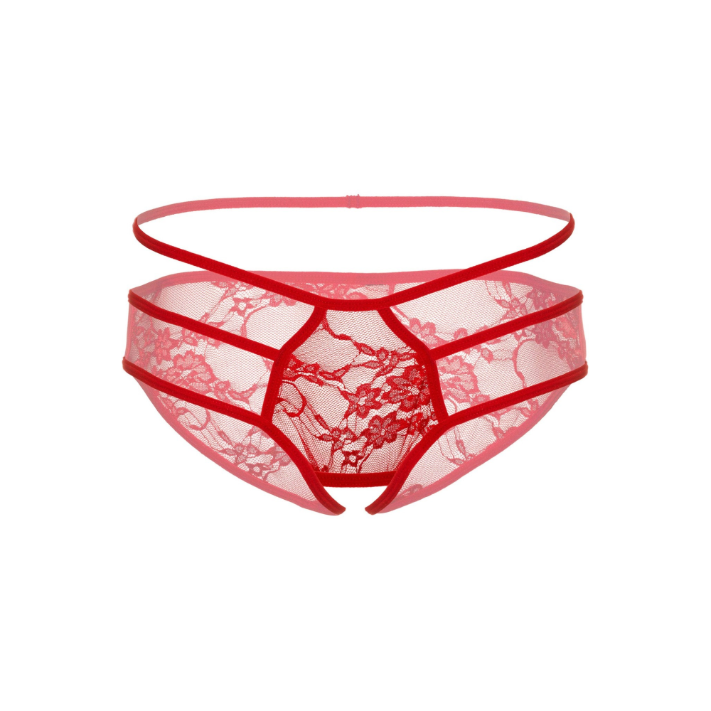 Кружевные трусики с открытой интимной зоной Jade Daring Intimates, красные, S/M