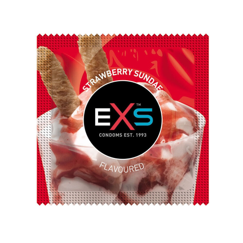 Презервативы со вкусом клубники EXS Flavoured Strawberry Sundae веганские (цена за 5 шт.)