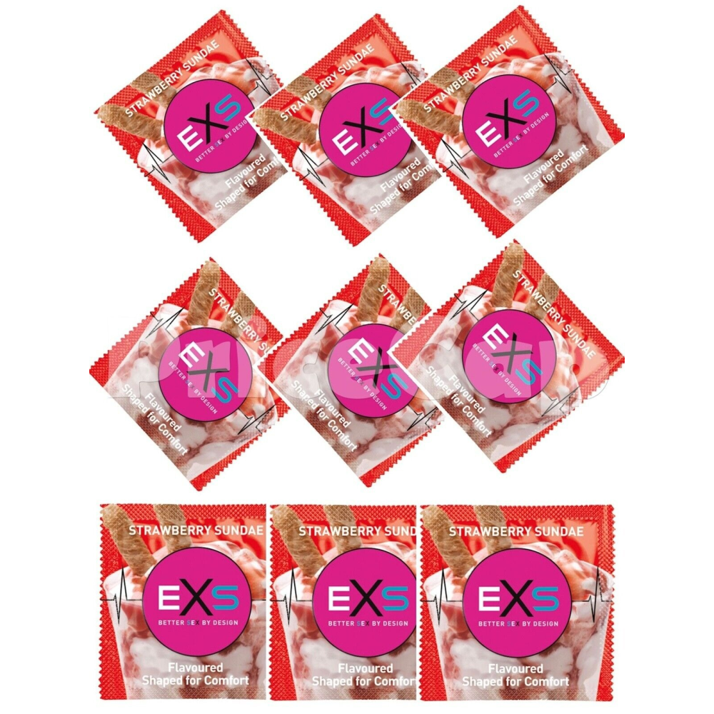 Презервативы со вкусом клубники EXS Flavoured Strawberry Sundae веганские (цена за 5 шт.)
