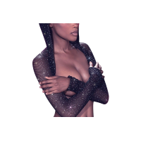 Болеро в сеточку с капюшоном CalExotics Hooded Shoulder Shrug, со стразами, черный