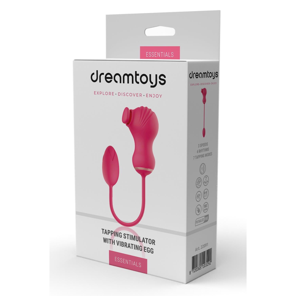 Гибкий двойной стимулятор и вибрационное яйцо Dream Toys Essentials, розовый