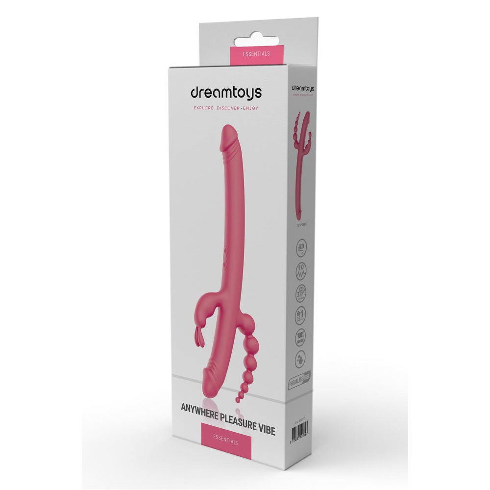 Вибратор с 4 стимулирующими концами Dreamtoys Anywhere Pleasure Vibe Essentials, розовый