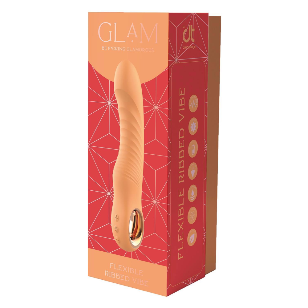 Вибратор ребристый Dream Toys Glam Flexible Ribbed Vibe, оранжевый