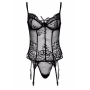 Корсет полупрозрачный Daring Intimates, со стрингами, черный, S/M
