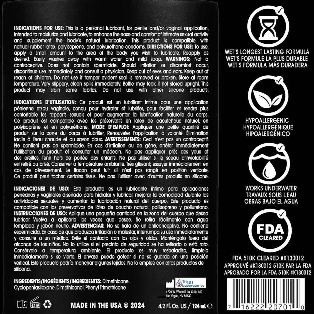 Лубрикант на силиконовой основе Wet Platinum Premium Lubricant, 124 мл