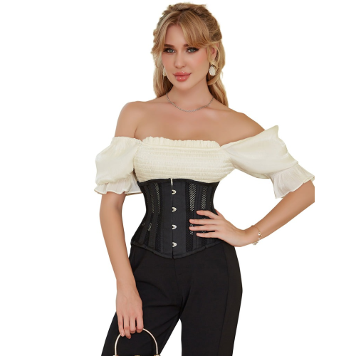 Корсет из сетки Star Night Steel Bones Grid Corsets с крючками и шнуровкой, черный, M (без коробки)