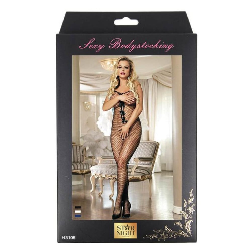 Комбинезон в крупную сетку Star Night Fishnet Bowknot Bodystocking синий, XS-M