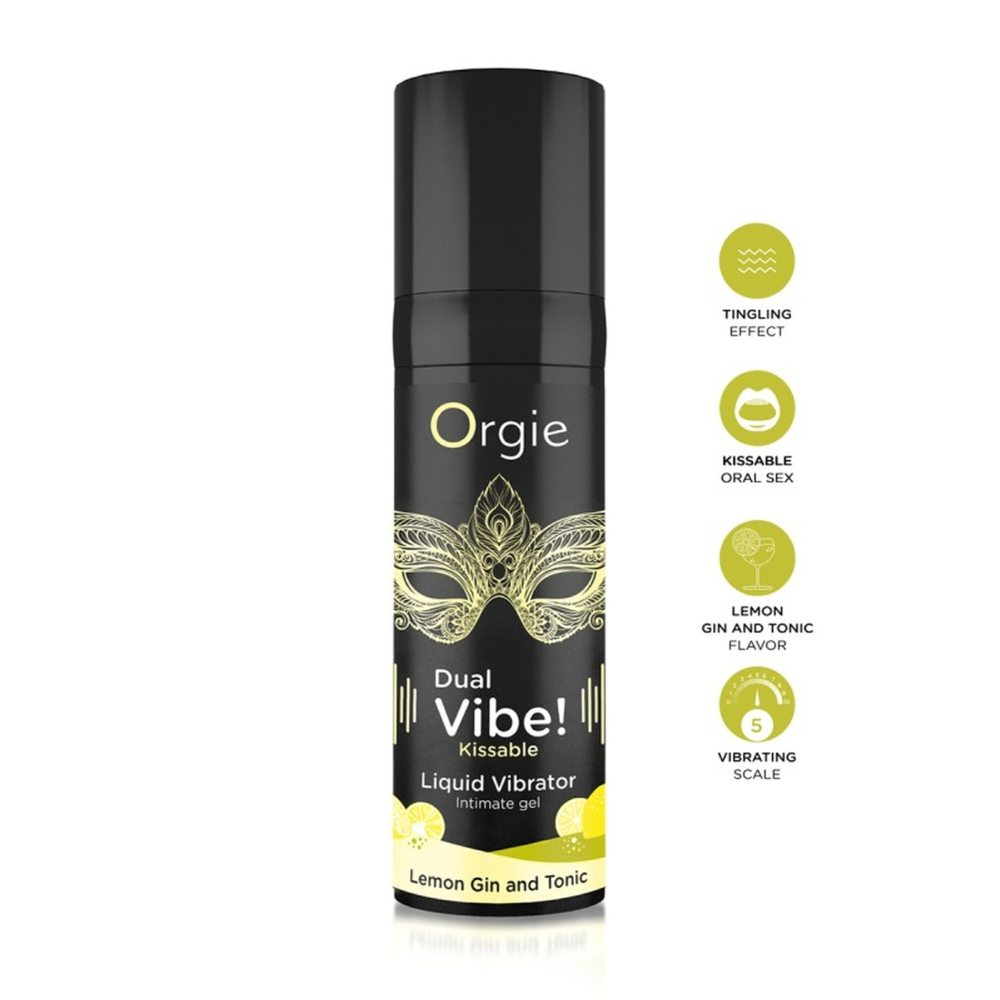Жидкий вибратор Orgie DUAL VIBE! коктейль Джин-тоник лимон, 15 мл