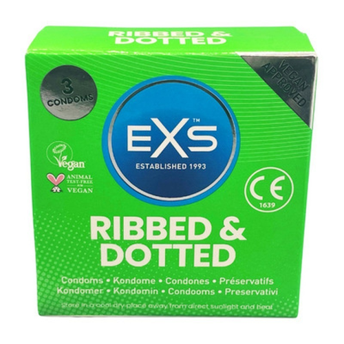 Стимулирующие презервативы EXS Ribbed & Dotted «Ребристые и точечные» (цена за пачку, 3 шт.)