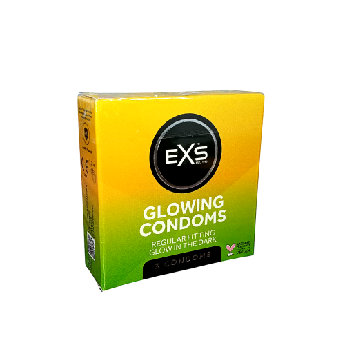Презервативы флуоресцентные EXS Glowing веганские (цена за пачку, 3 шт.)