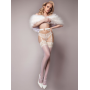 Чулки Ballerina's Secret Stockings с кружевным верхом на силиконовой ленте, белые, S/M