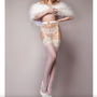 Чулки Ballerina's Secret Stockings с кружевным верхом на силиконовой ленте, белые, S/M