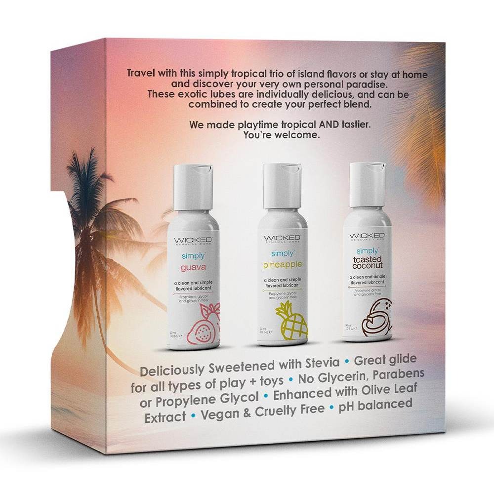 Набор ароматизированных лубрикантов Wicked Simply Tropical Trio Kit, 3 шт.