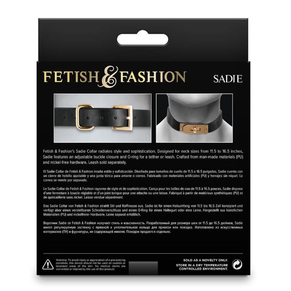 Ошейник с золотистой фурнитурой NS Novelties Fetish & Fashion, черный