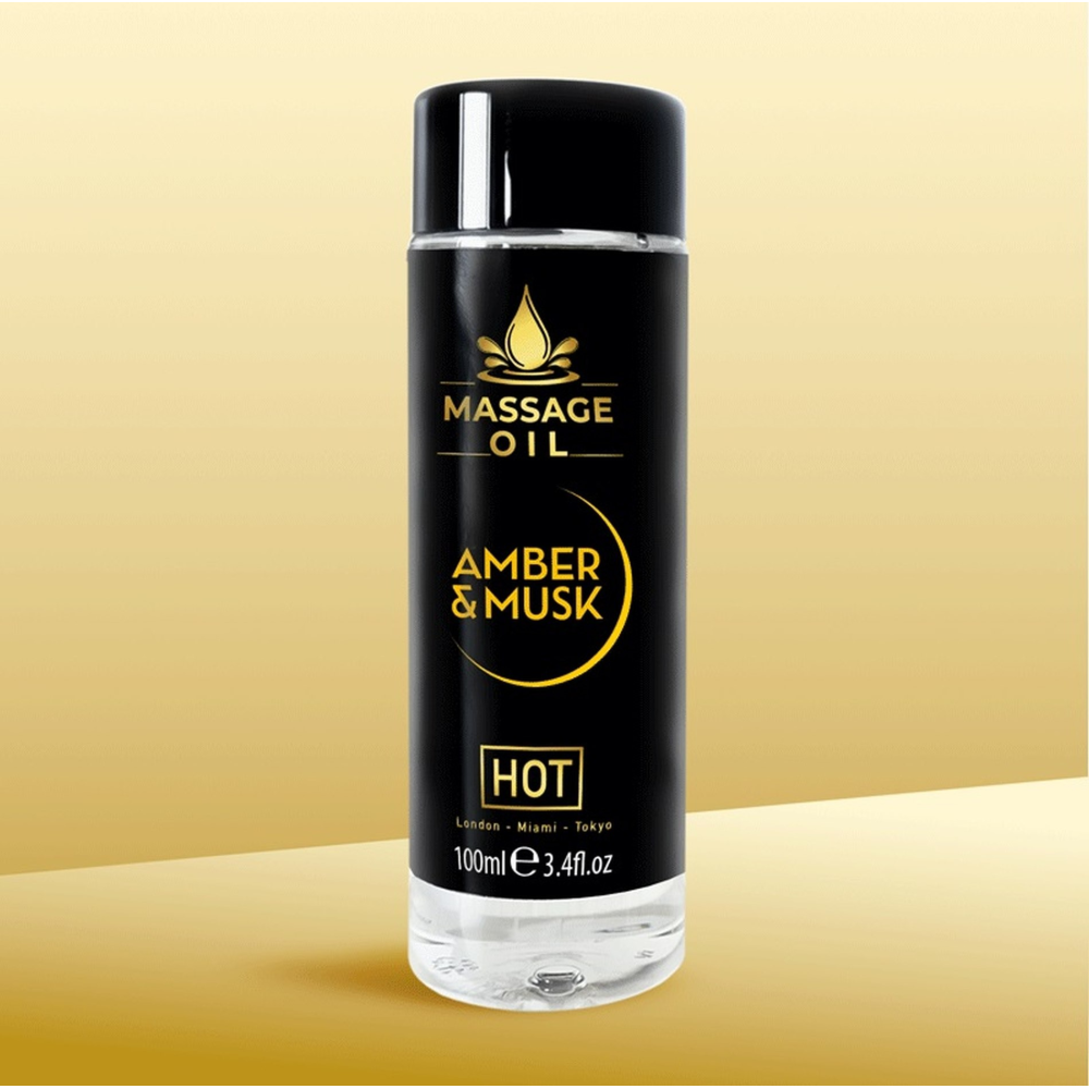 Массажное масло HOT Massage Oil Amber Musk с ароматом янтарного мускуса, 100 мл