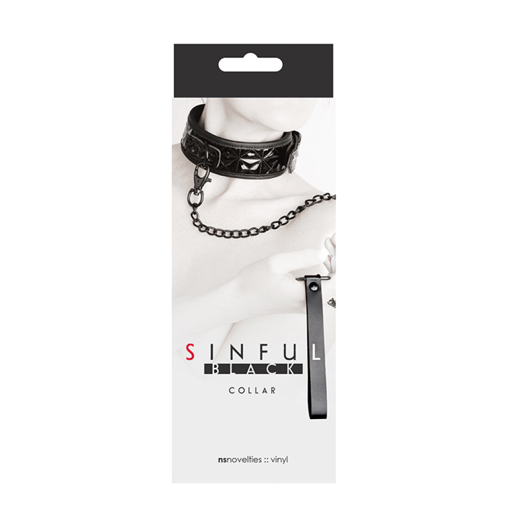 Ошейник с поводком NS Novelties Sinful Black Collar
