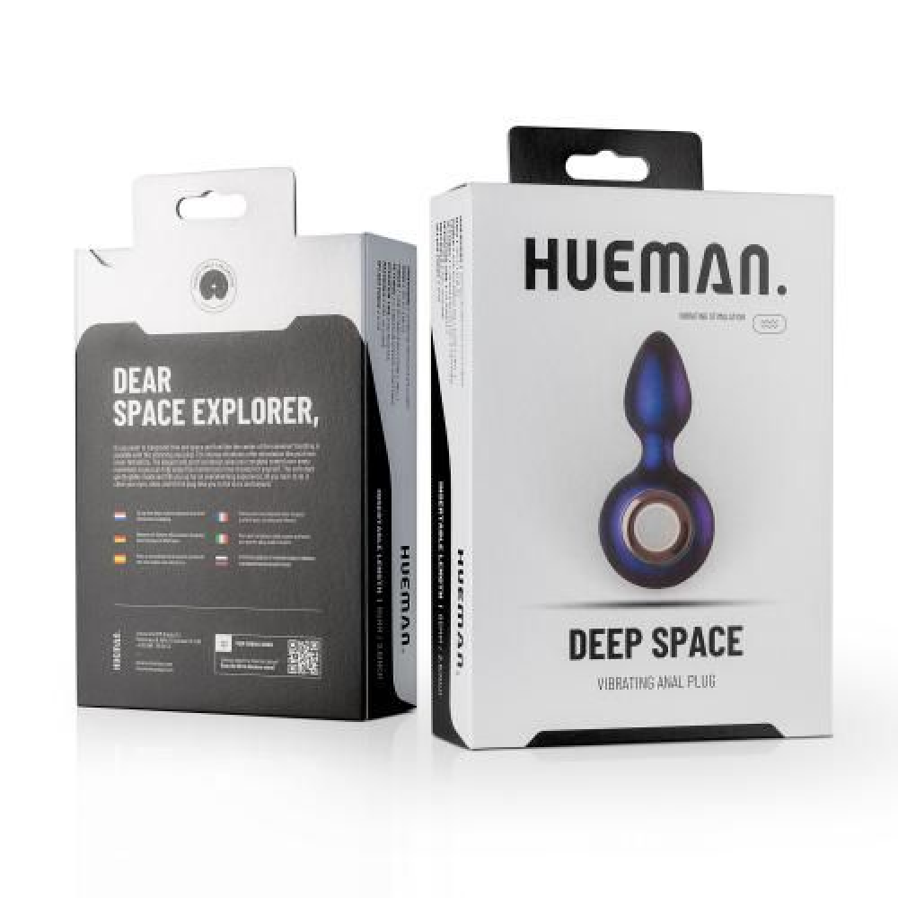 Анальная пробка с кольцом Hueman, с вибрацией, фиолетовая