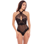 Кружевное боди MIDNIGHT HALTER TEDDY BLACK, S/M