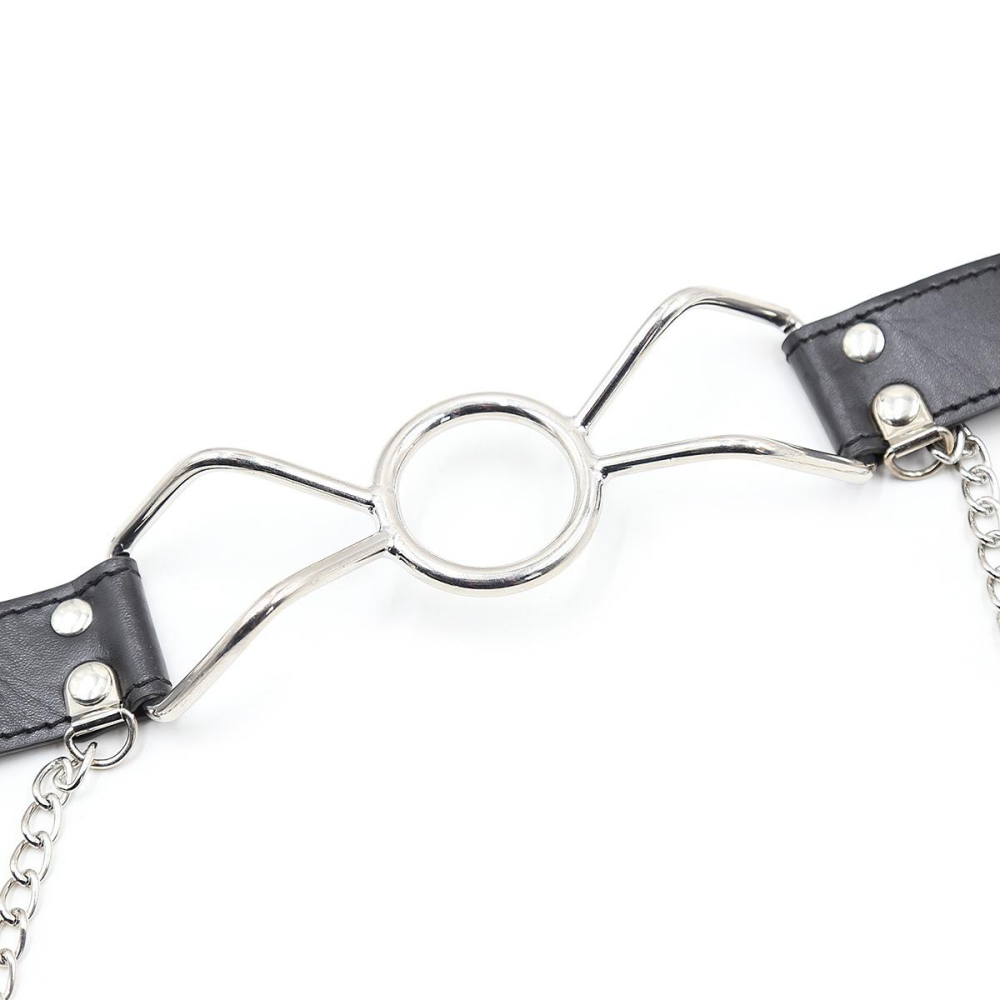 Кляп-кольцо с зажимами для сосков DS Fetish Ring gag with nipple clamps S metal