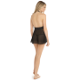 ПЕНЬЮАР 2PC LACE & MESH HALTER BABYDOLL & G-STRING SET BLACK, S
