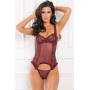 Комплект боди и стринги Rene Rofe Grand Finale, кружевное, бордовый, S/M