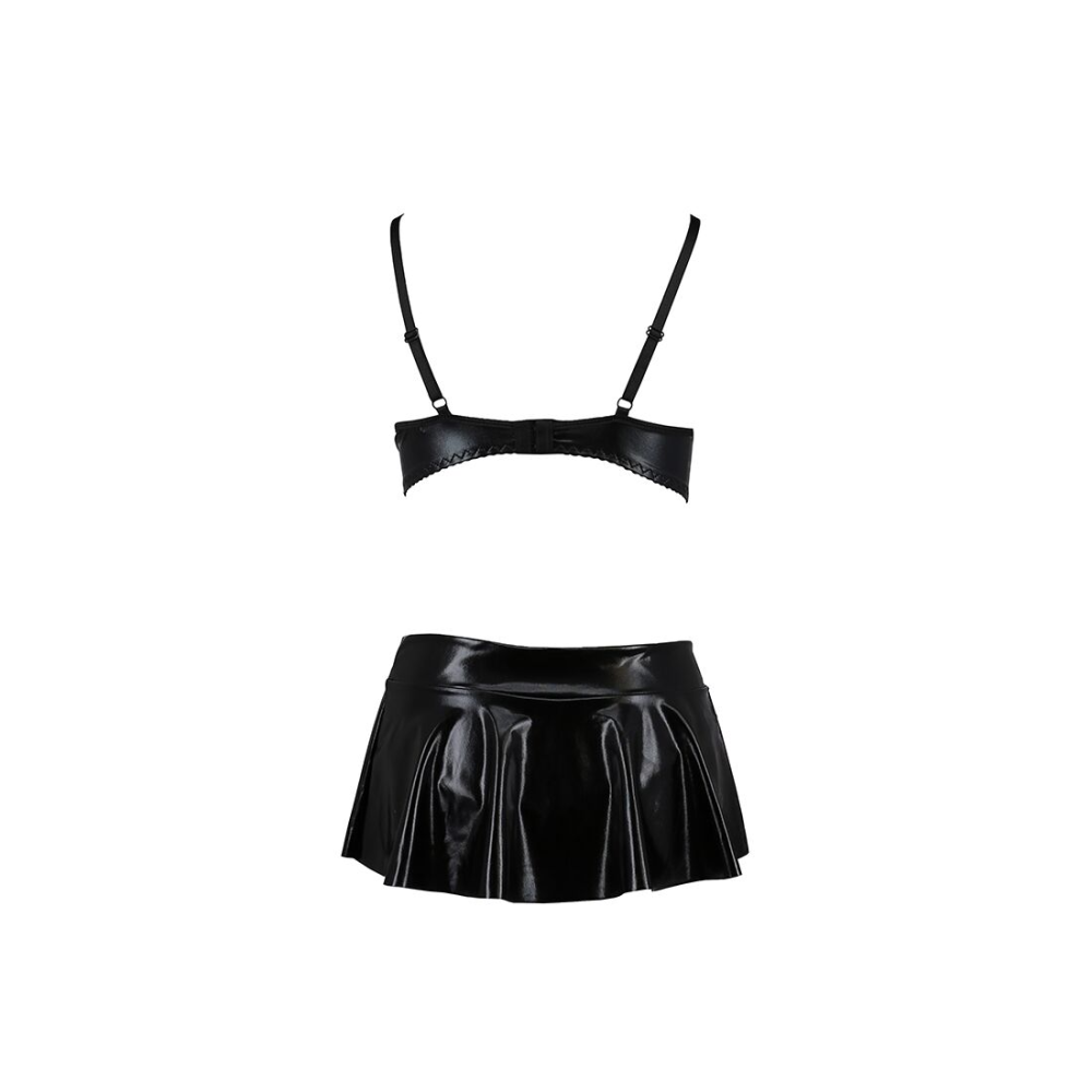 Комплект белья под латекс Passion DEBY SET L/XL, black, лиф, мини-юбочка, стринги
